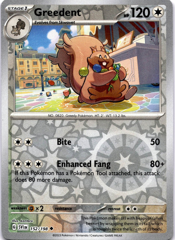 Pokemon Greedent 152/198 Scarlet Violet Base Reverse Holo NM