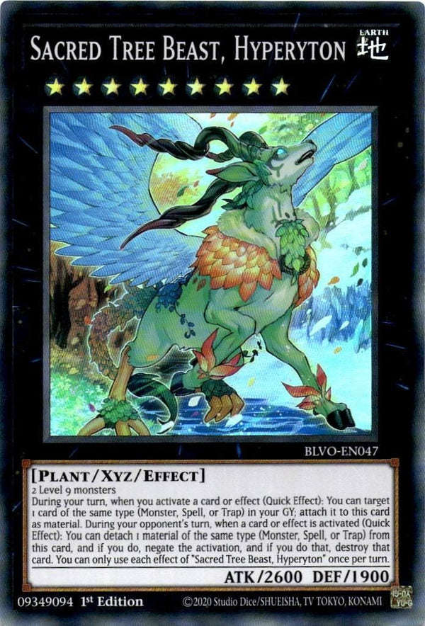 Yugioh Sacred Tree Beast, Hyperyton BLVO-EN047 Super Rare 1st Edition LP