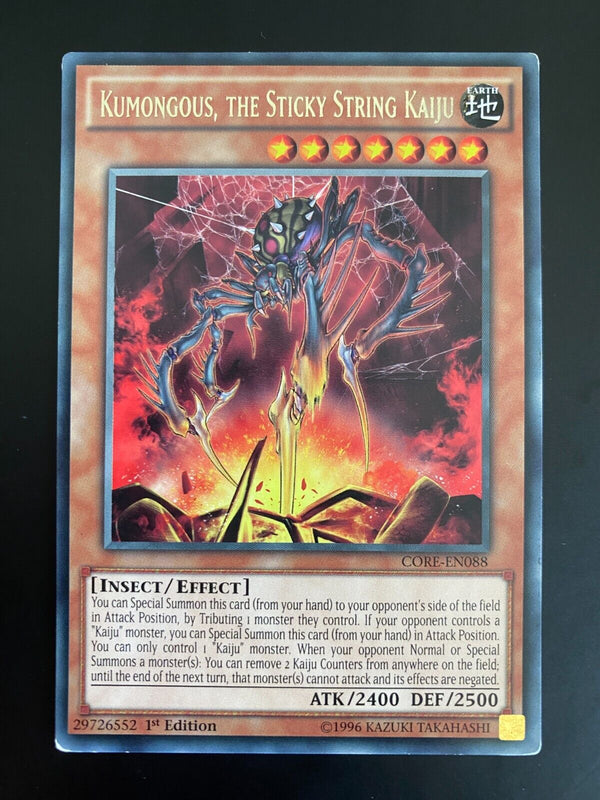 Yugioh Kumongous, the Sticky String Kaiju CORE-EN088 Rare 1st Edition LP/VLP