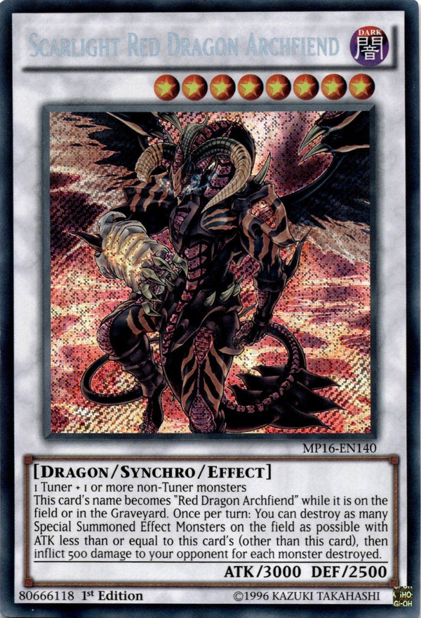 Yugioh Scarlight Red Dragon Archfiend MP16-EN140 Secret Rare 1st Edition VLP/NM
