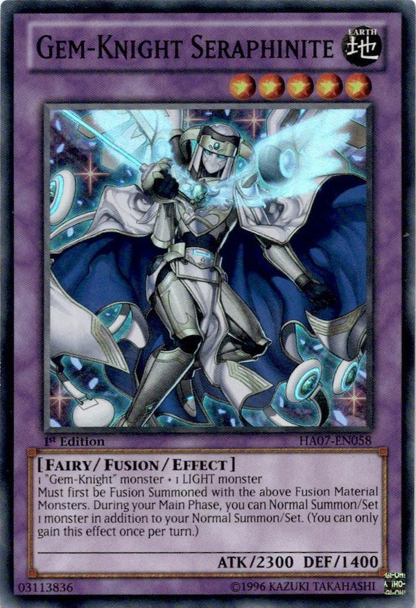 Yugioh Gem-Knight Seraphinite HA07-EN058 Super Rare 1st Edition MP