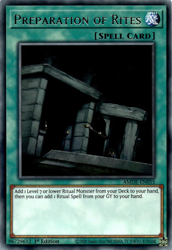 Yugioh Preparation of Rites AMDE-EN055 Rare 1st Edition NM