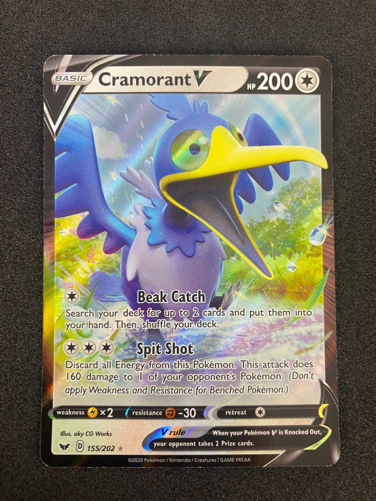 Pokemon Cramorant V 155/202 Sword Shield Base Full Art Holo NM