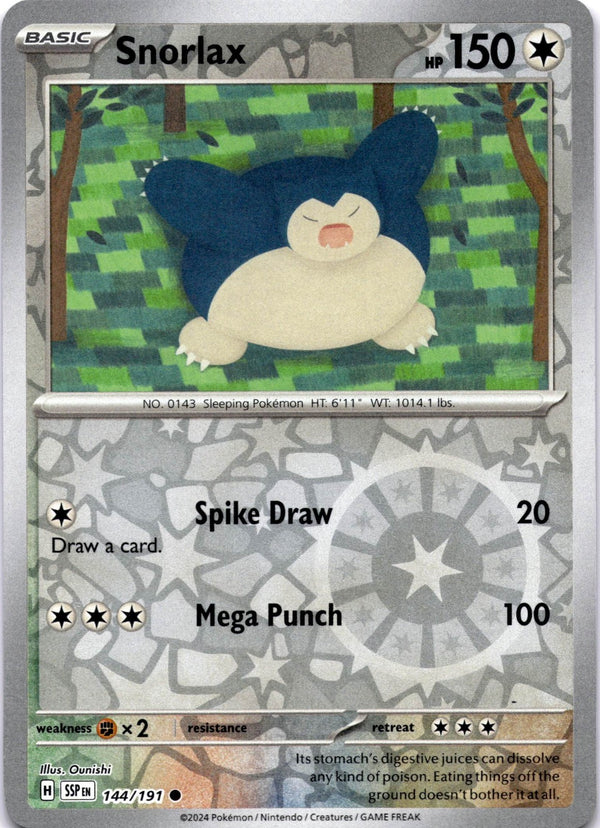 Pokemon Snorlax 144/191 Surging Sparks Reverse Holo NM