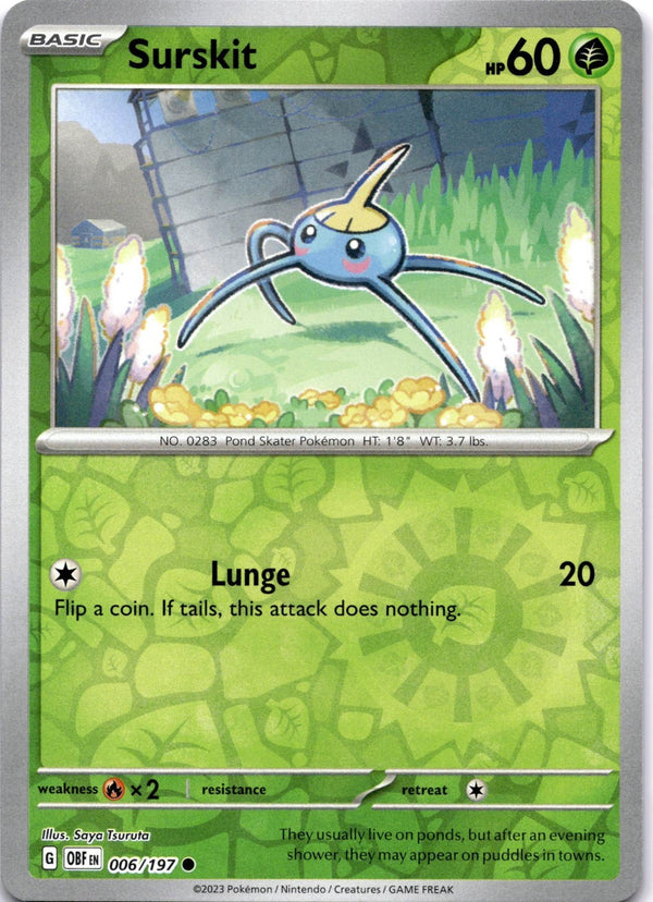 Pokemon Surskit 006/197 Obsidian Flames Reverse Holo NM