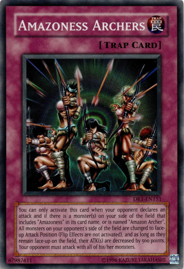 Yugioh Amazoness Archers DR1-EN151 Super Rare Unlimited Edition DAMAGED (CREASE)
