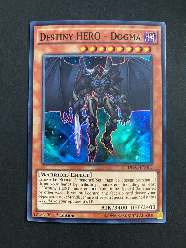 Yugioh Destiny HERO - Dogma DESO-EN011 Super Rare 1st Edition LP