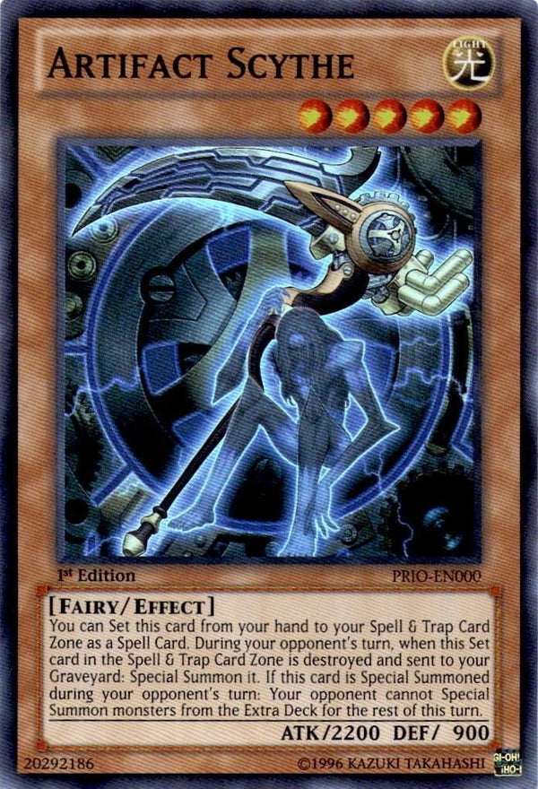 Yugioh Artifact Scythe PRIO-EN000 Super Rare 1st Edition VLP/NM
