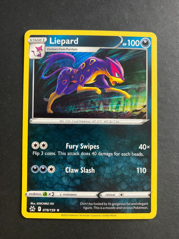 Pokemon Liepard 078/159 Crown Zenith Rare Non Holo NM