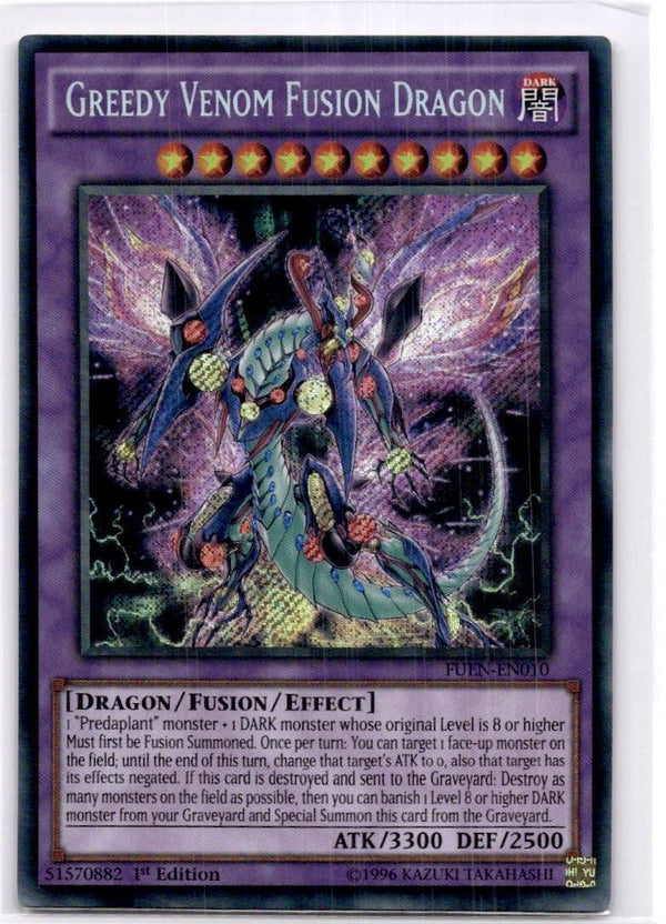 Yugioh Greedy Venom Fusion Dragon FUEN-EN010 Secret Rare 1st Edition NM