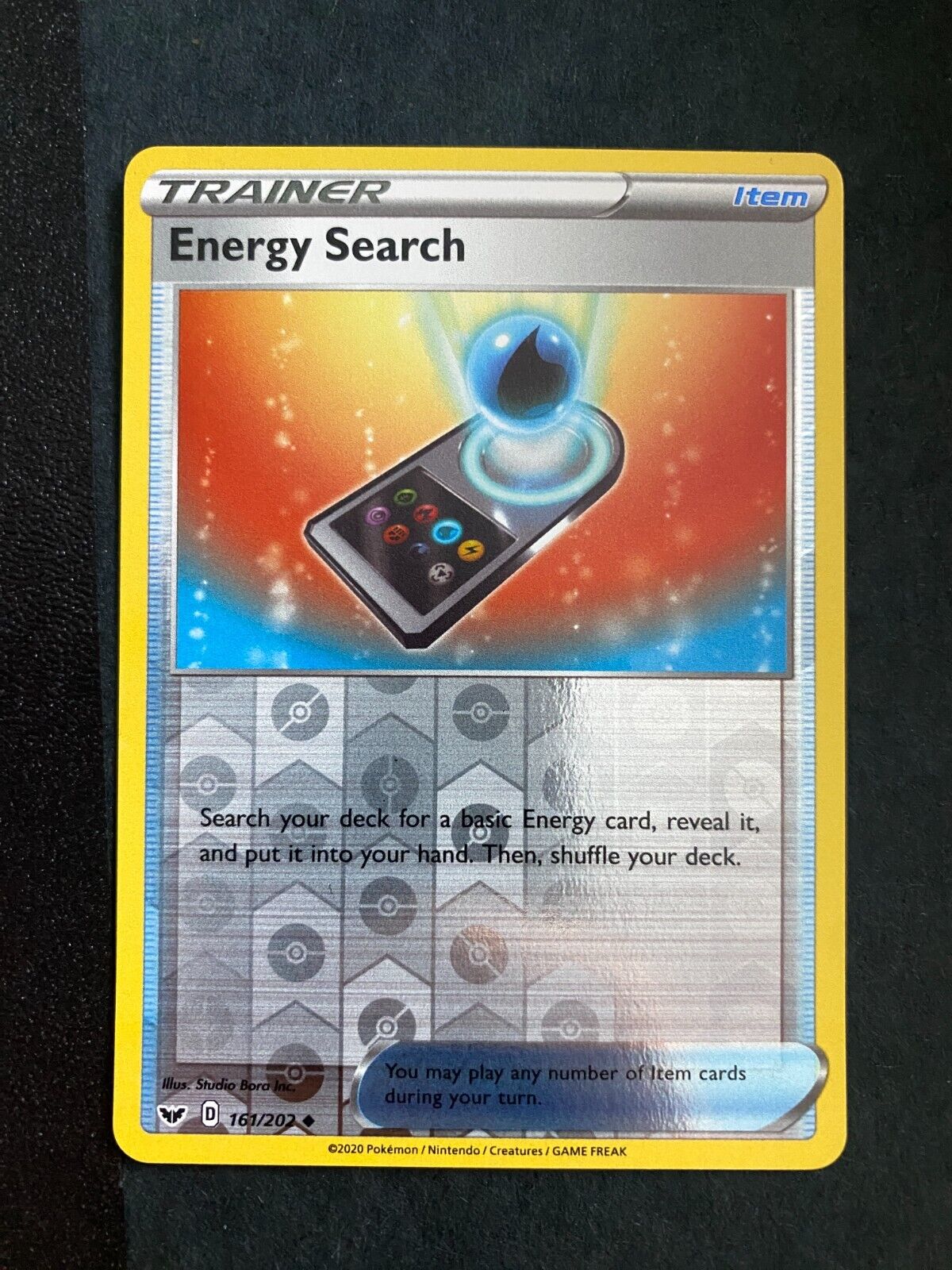 Pokemon Energy Search 161/202 Sword Shield Base Reverse Holo NM