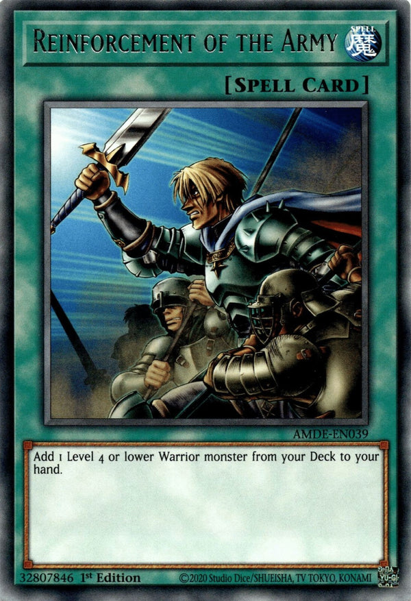 Yugioh Reinforcement of the Army AMDE-EN039 Rare 1st Edition NM