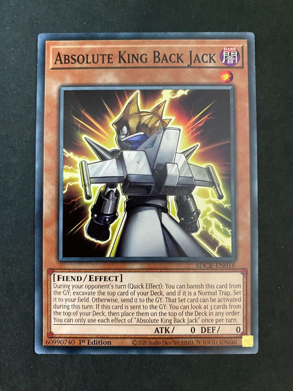 Yugioh Absolute King Back Jack SDCK-EN016 Common 1st Edition NM