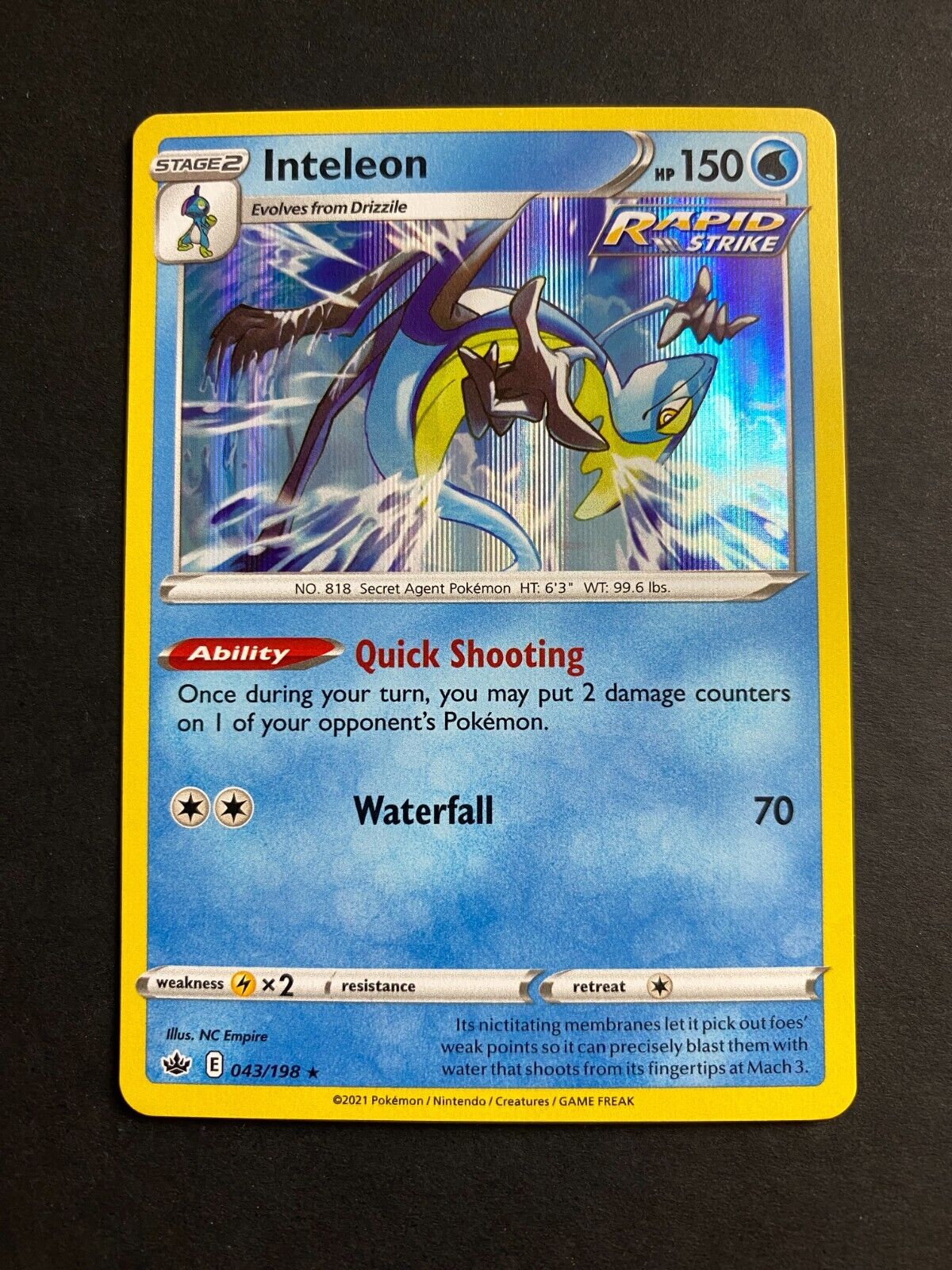 Pokemon Inteleon 043/198 Chilling Reign Holo NM