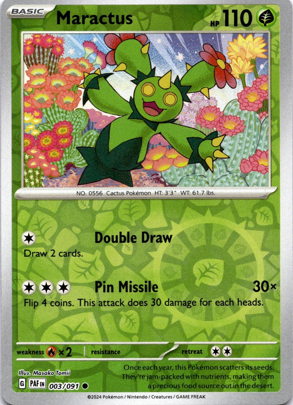 Pokemon Maractus 003/091 Paldean Fates Reverse Holo NM