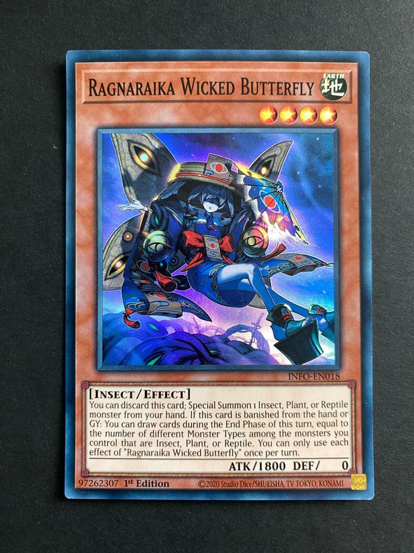 Yugioh Ragnaraika Wicked Butterfly INFO-EN018 Super Rare 1st Edition NM