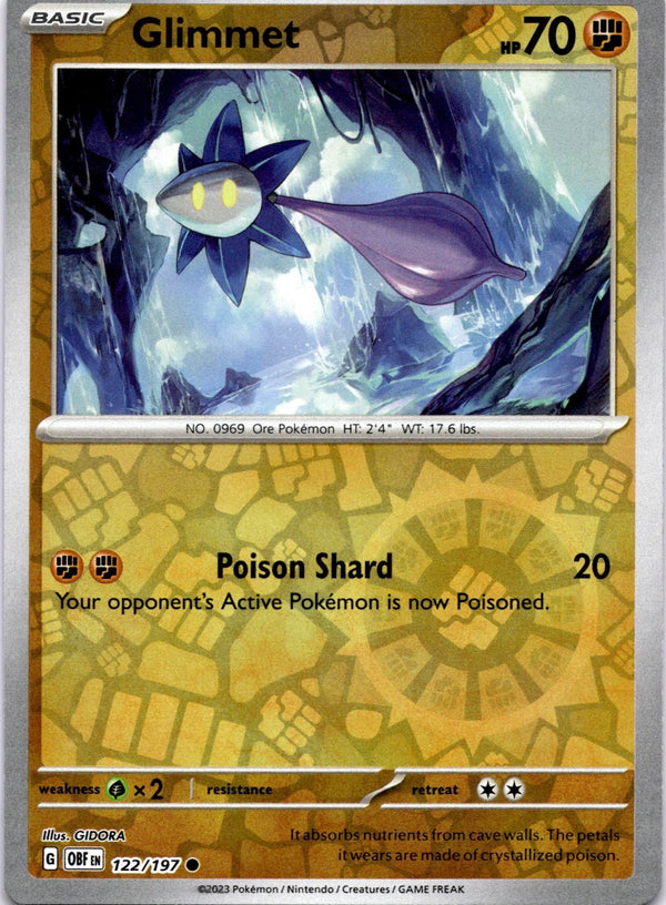 Pokemon Glimmet 122/197 Obsidian Flames Reverse Holo NM