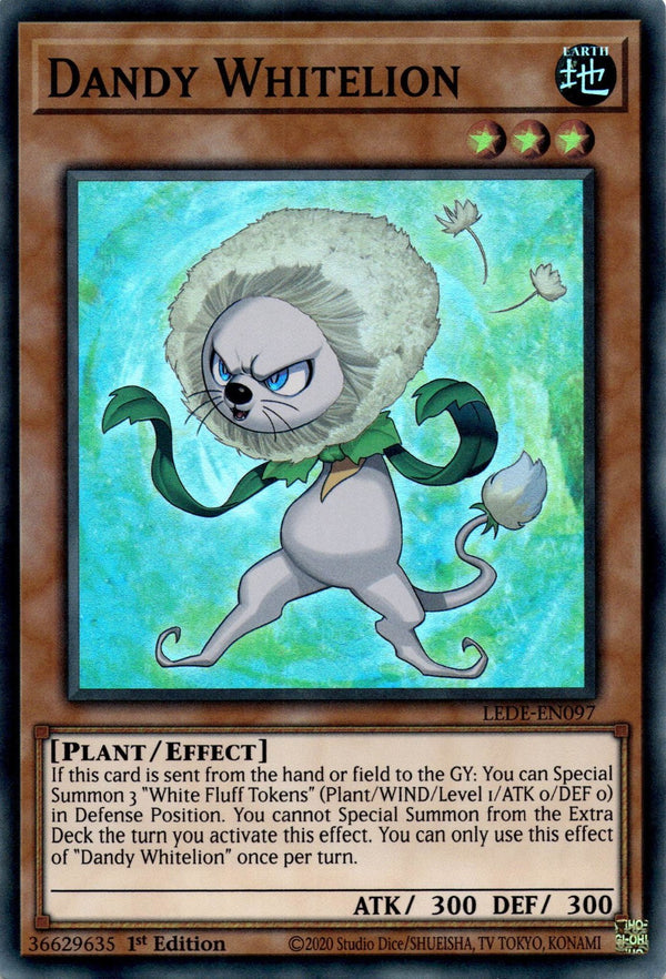 Yugioh Dandy Whitelion LEDE-EN097 Super Rare 1st Edition NM