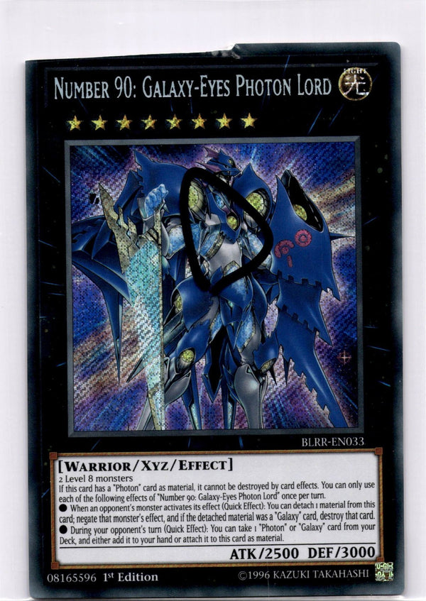 Yugioh Number 90: Galaxy-Eyes Photon Lord BLRR-EN033 Secret Rare  DAMAGED - CUT
