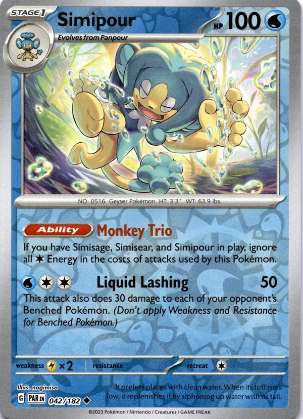 Pokemon Simipour 042/182 Paradox Rift Reverse Holo NM