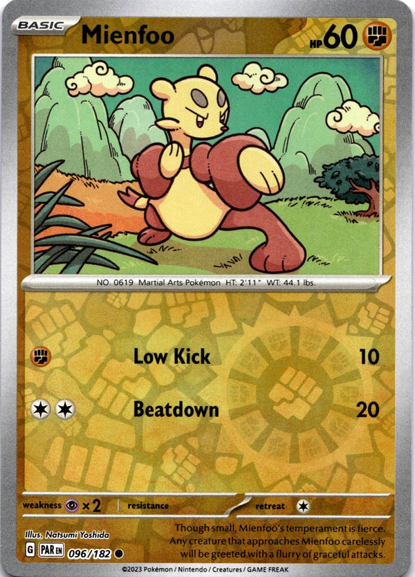 Pokemon Mienfoo 096/182 Paradox Rift Reverse Holo NM