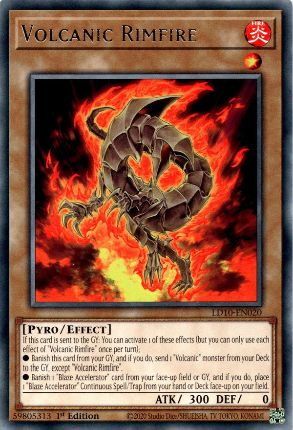 Yugioh Volcanic Rimfire LD10-EN020 Rare 1st Edition NM