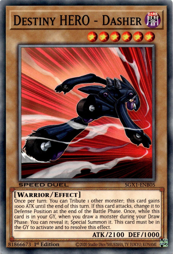 Yugioh Destiny HERO - Dasher SGX1-ENB05 Speed Duel Common 1st Edition NM