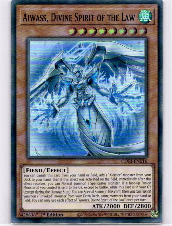 Yugioh Aiwass, Divine Spirit of the Law CORI-EN016 Super Rare 1st Edition NM