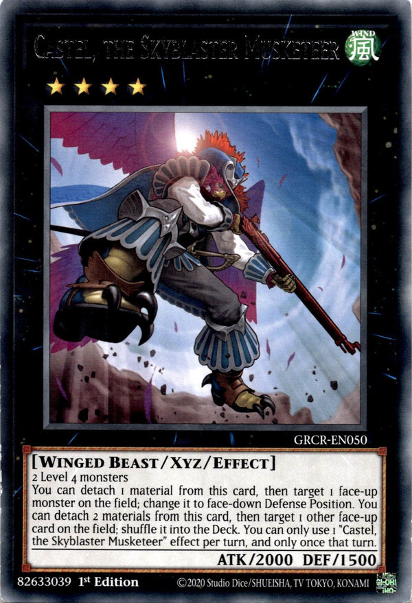 Yugioh Castel, the Skyblaster Musketeer GRCR-EN050 Rare 1st Edition LP