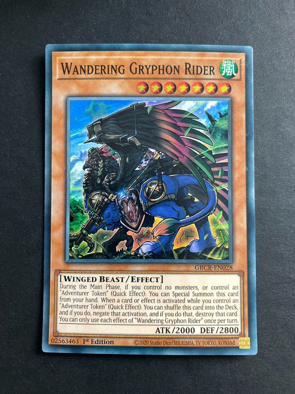 Yugioh Wandering Gryphon Rider GRCR-EN028 Super Rare 1st Edition LP