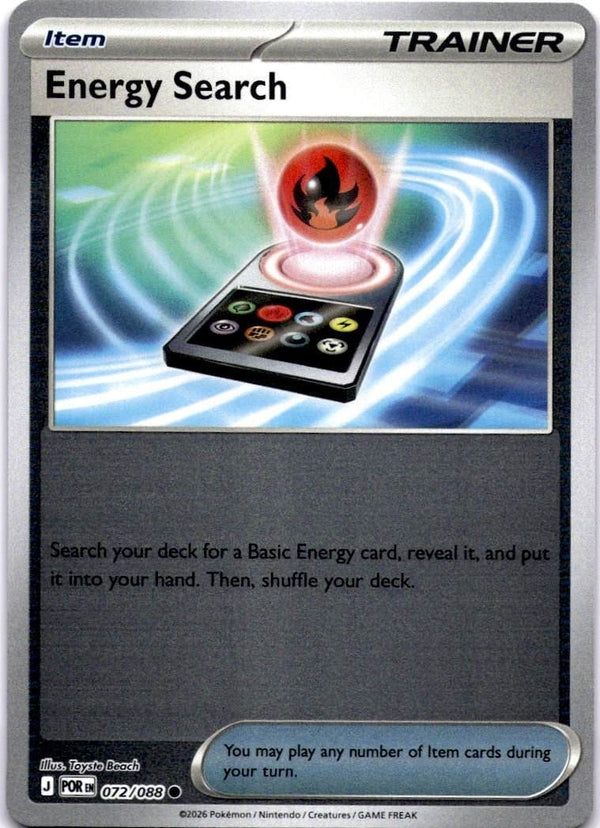 Pokemon Energy Search 072/088 Perfect Order Reverse Holo NM