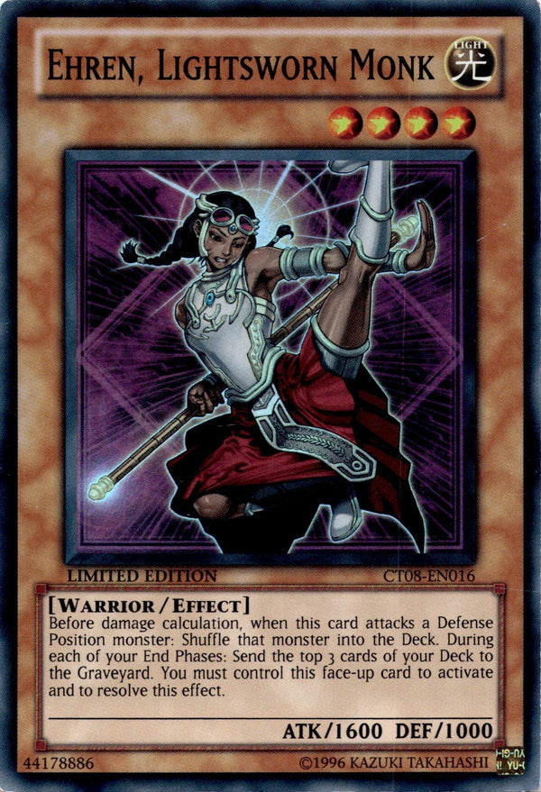 Yugioh Ehren, Lightsworn Monk CT08-EN016 Super Rare Limited Edition LP