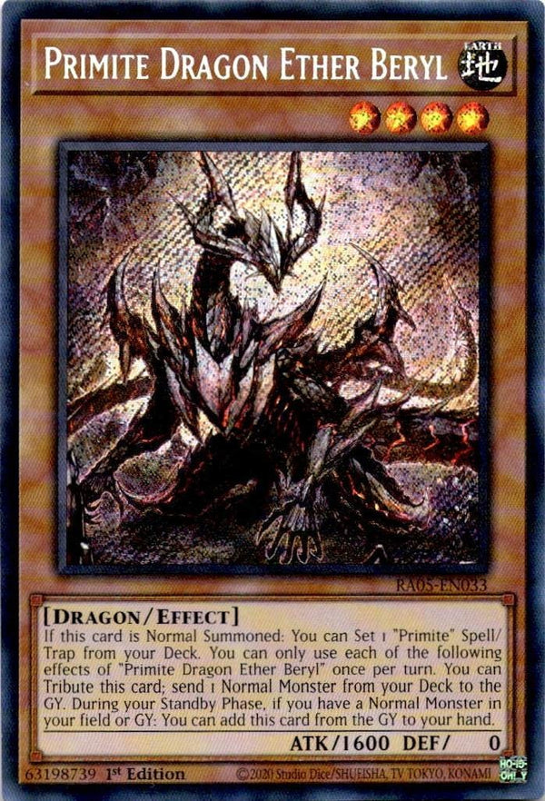 Yugioh Primite Dragon Ether Beryl RA05-EN033 NA Print Secret Rare 1st Edition NM