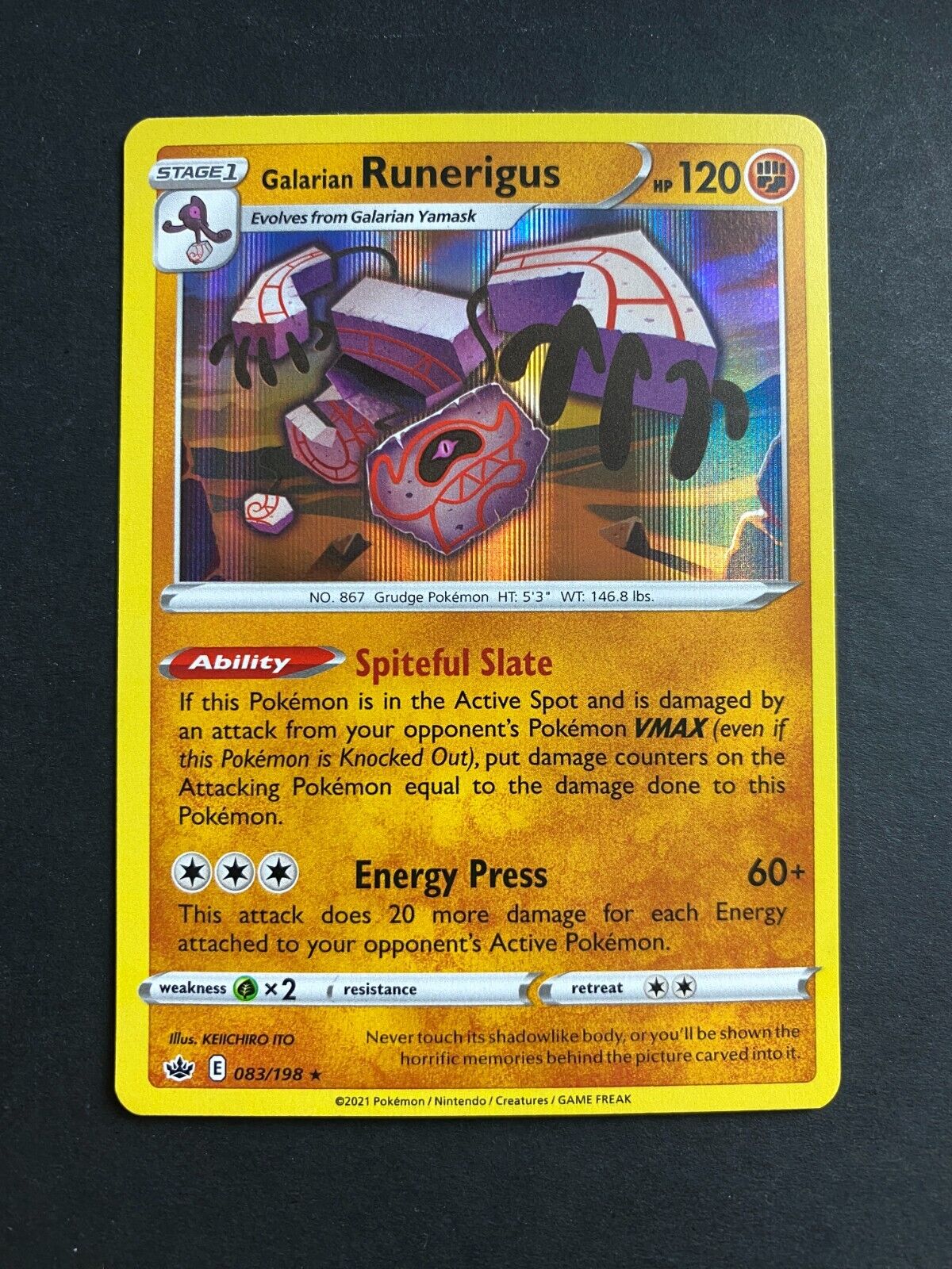 Pokemon Galarian Runerigus 083/198 Chilling Reign Holo NM