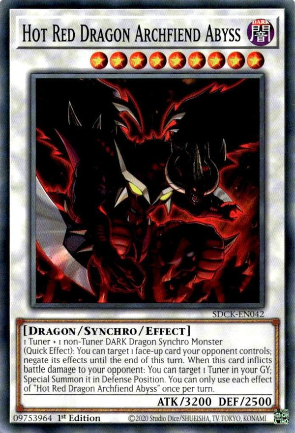 Yugioh Hot Red Dragon Archfiend Abyss SDCK-EN042 Common 1st Edition NM