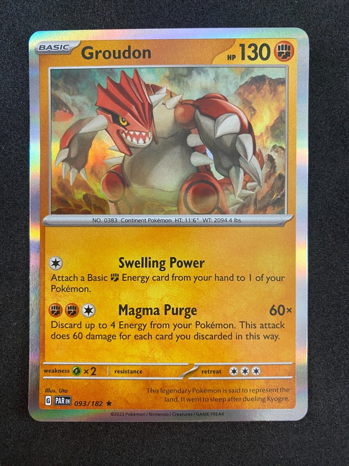 Pokemon Groudon 093/182 Paradox Rift Holo NM