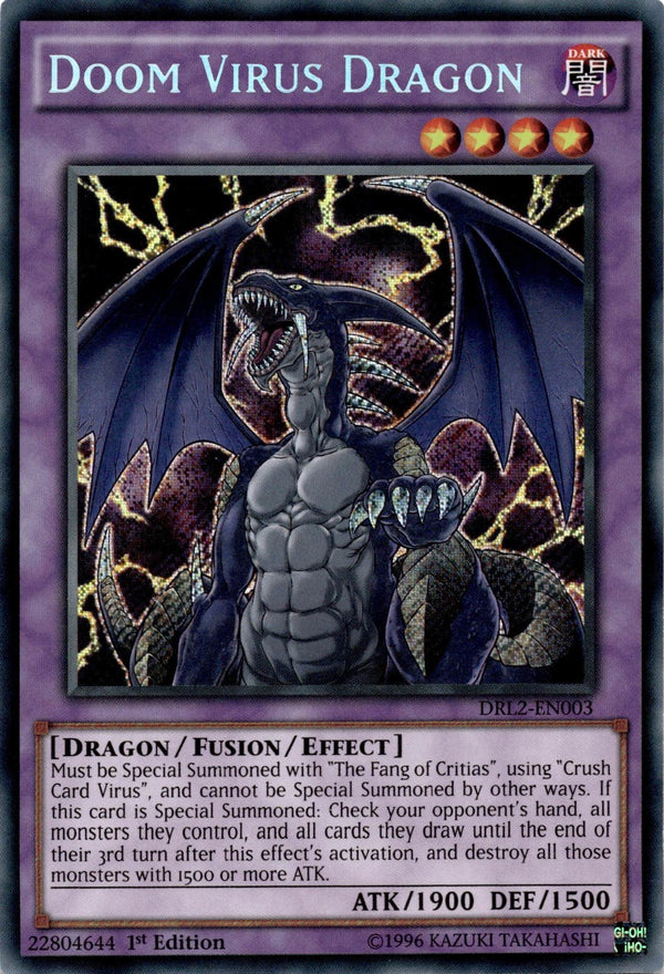 Yugioh Doom Virus Dragon DRL2-EN003 Secret Rare 1st Edition VLP/NM
