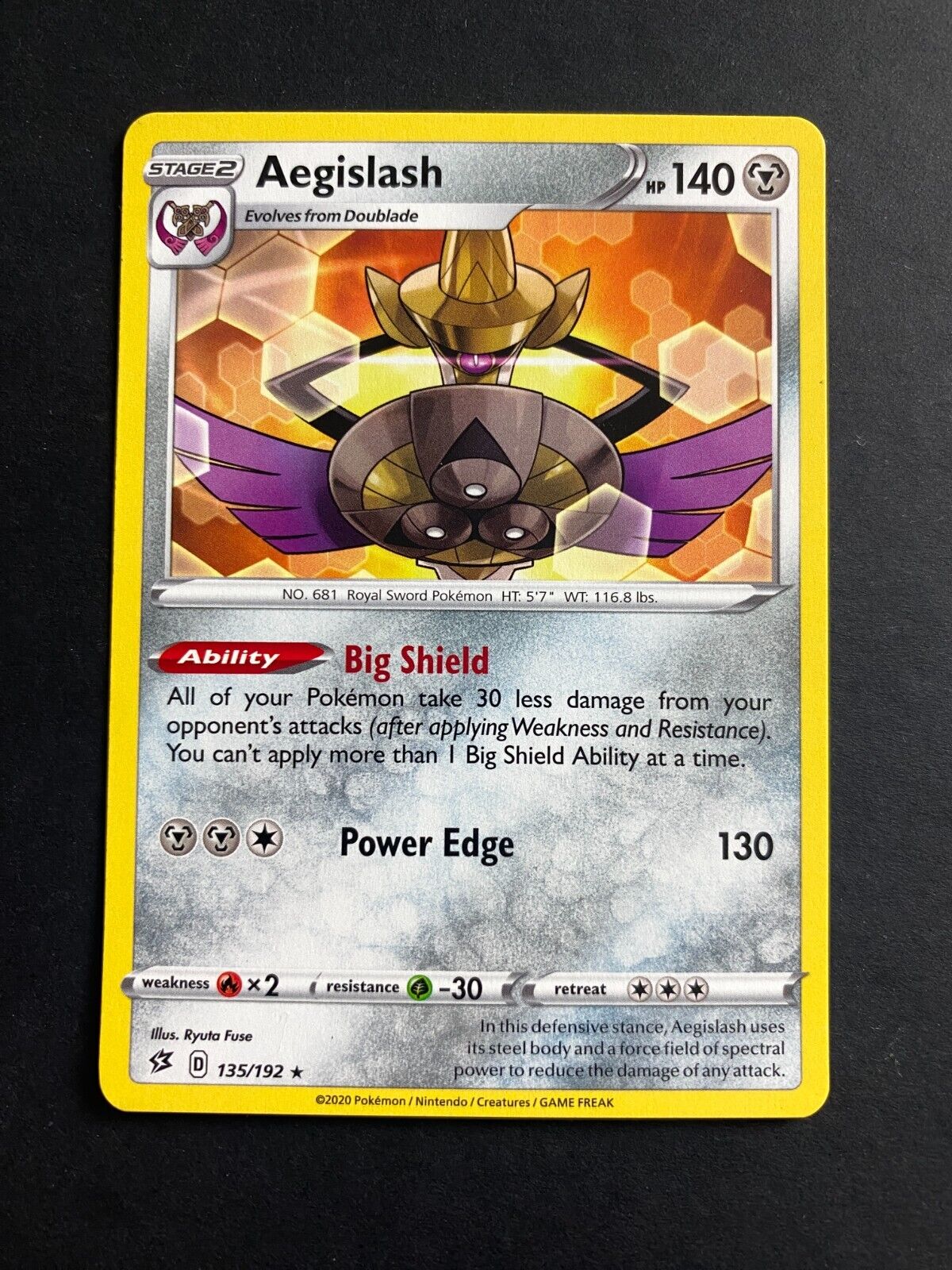 Pokemon Aegislash 135/192 Rebel Clash Non Holo NM