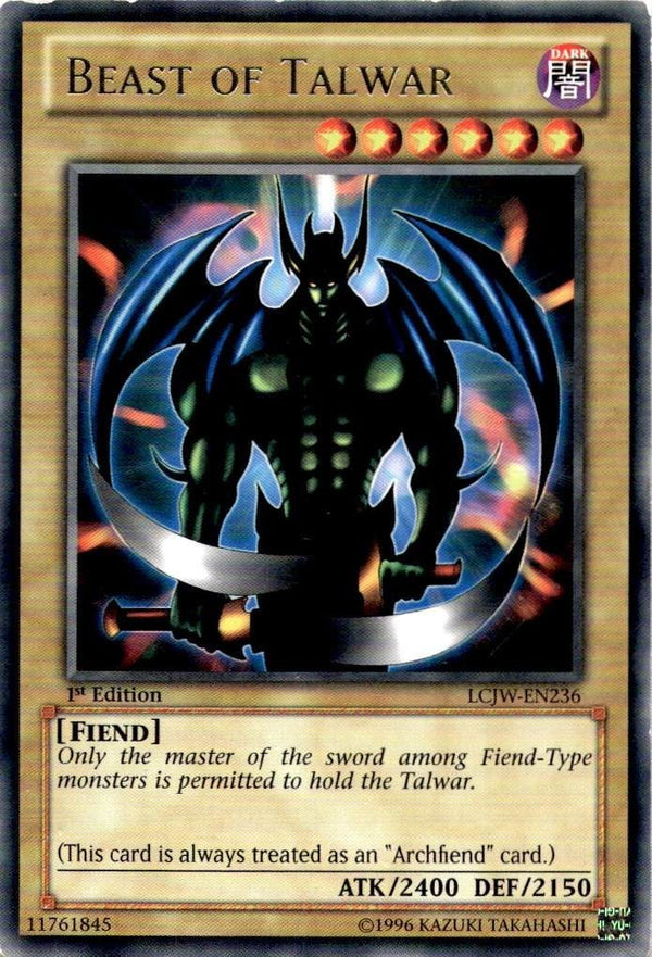 Yugioh Beast of Talwar LCJW-EN236 Rare 1st Edition DAMAGED/HP