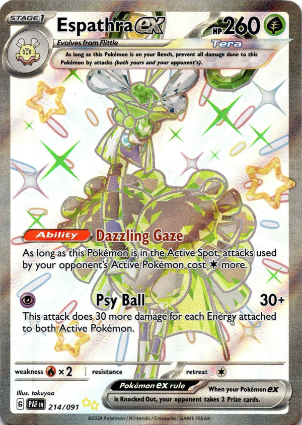 Pokemon Espathra ex 214/091 Paldean Fates Full Art Holo NM