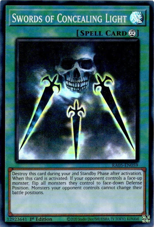 Yugioh Swords of Concealing Light RA05-EN059 NA Print Super Rare 1st Edition NM