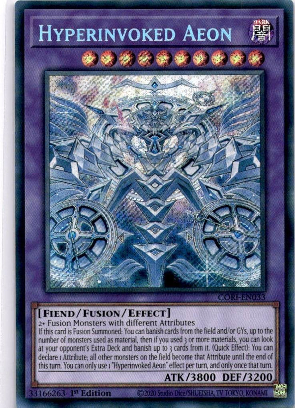 Yugioh Hyperinvoked Aeon CORI-EN033 Secret Rare 1st Edition NM