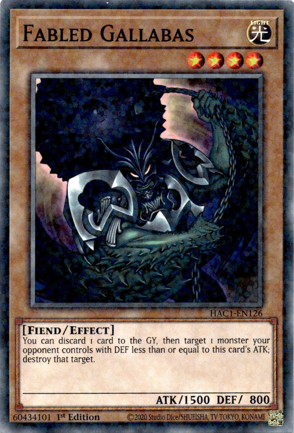 Yugioh Fabled Gallabas HAC1-EN126 Duel Terminal Common 1st Edition NM
