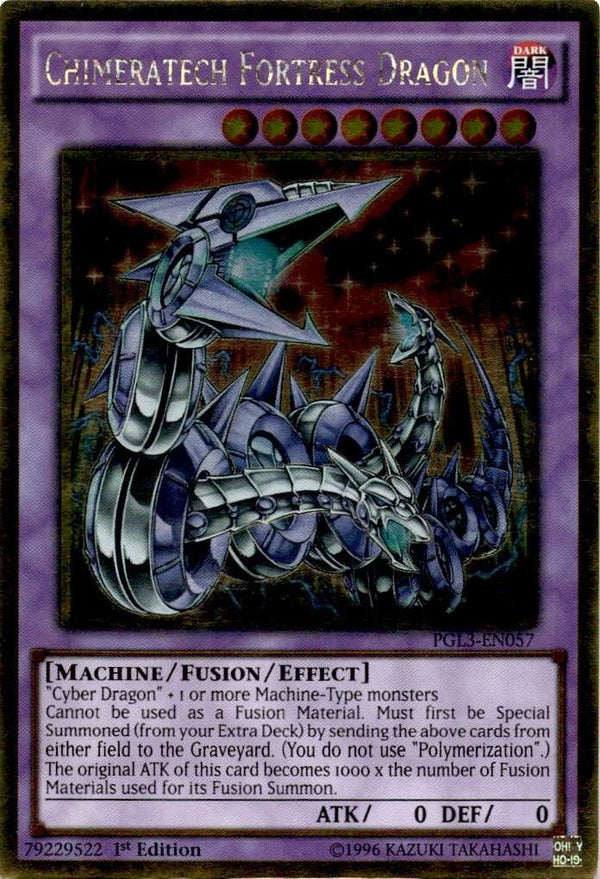 Yugioh Chimeratech Fortress Dragon PGL3-EN057 Gold Rare 1st Edition LP