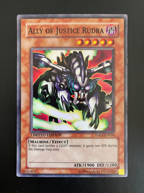 Yugioh Ally of Justice Rudra HA01-EN016 Super Rare Limited Edition LP