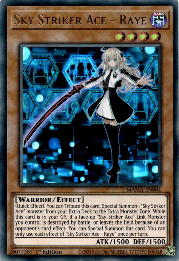 Yugioh Sky Striker Ace - Raye MAMA-EN004 Ultra Rare 1st Edition MP