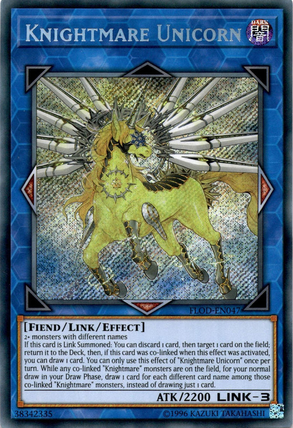 Yugioh Knightmare Unicorn FLOD-EN047 Secret Rare 1st/unl Edition NM