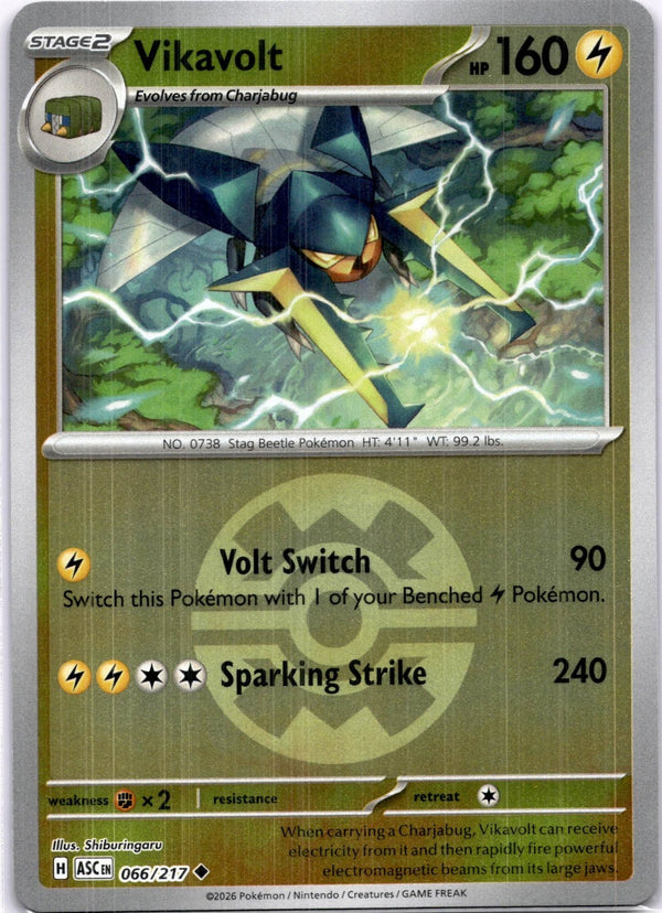 Pokemon Vikavolt 066/217 Ascended Heroes Quick Ball Reverse Holo NM