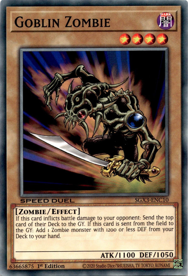 Yugioh Goblin Zombie SGX3-ENC10 Speed Duel Common 1st Edition NM