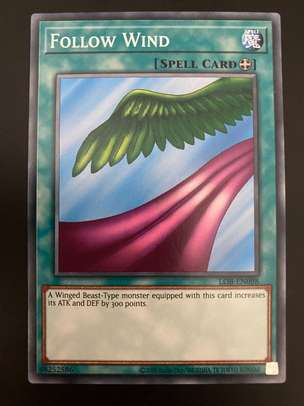 Yugioh Follow Wind LOB-EN098 Unlimited Edition Common NM/MINT